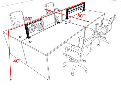 Four Person Modern Aluminum Organizer Divider Office Workstation, #OT-SUL-FPW5