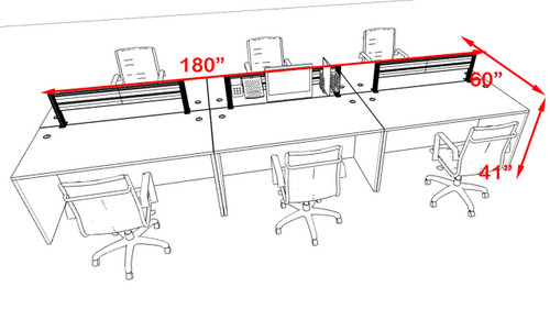 Six Person Modern Aluminum Organizer Divider Office Workstation, #OT-SUL-FPW11