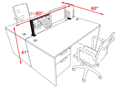 Two Person Modern Aluminum Organizer Divider Office Workstation, #OT-SUL-FPW15