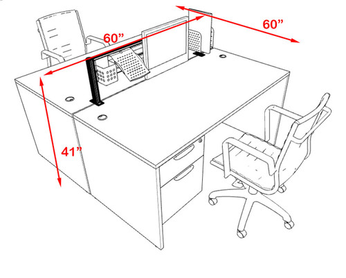 Two Person Modern Aluminum Organizer Divider Office Workstation, #OT-SUL-FPW16