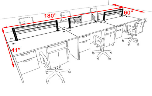 Six Person Modern Aluminum Organizer Divider Office Workstation, #OT-SUL-FPW22