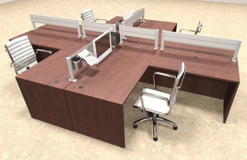 Four Person Modern Aluminum Organizer Divider Office Workstation, #OT-SUL-FPW30