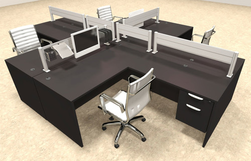 Four Person Modern Aluminum Organizer Divider Office Workstation, #OT-SUL-FPW44