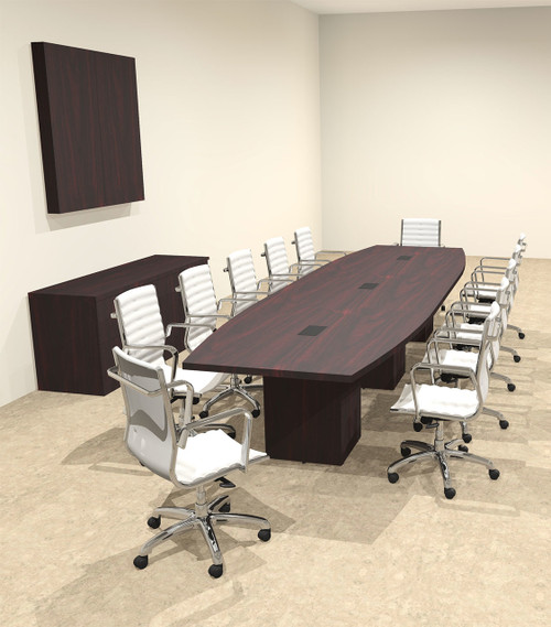 Modern Boat Shaped Cube Leg 14' Feet Conference Table, #OF-CON-CQ36