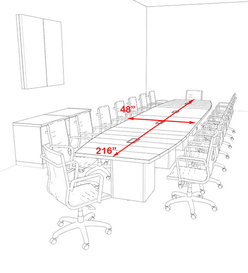 Modern Boat Shaped Cube Leg 18' Feet Conference Table, #OF-CON-CQ49