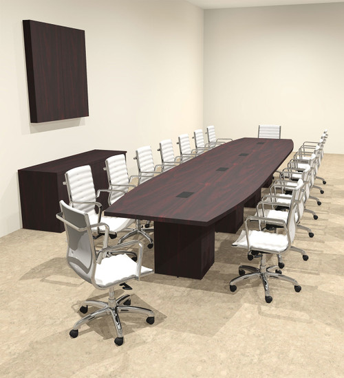 Modern Boat Shaped Cube Leg 18' Feet Conference Table, #OF-CON-CQ52