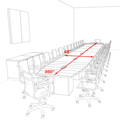 Modern Boat Shaped Cube Leg 30' Feet Conference Table, #OF-CON-CQ100