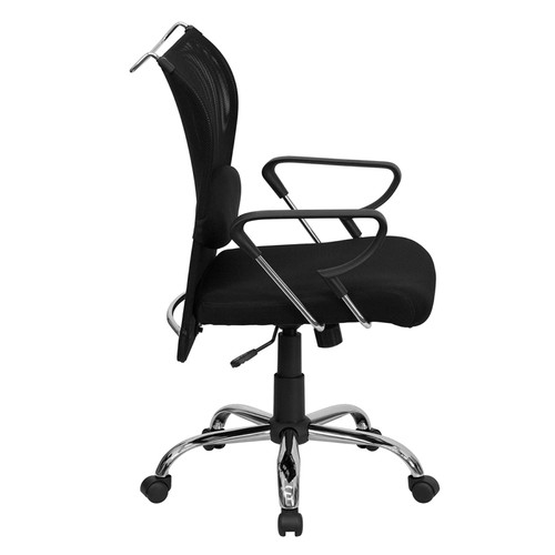 Mid-Back Black Mesh Chair with Padded Mesh Seat , #FF-0012-14