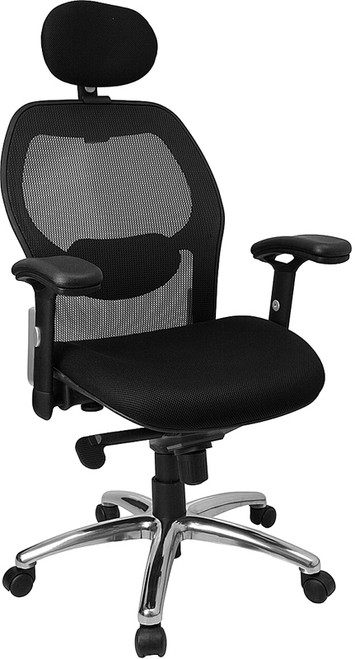 High Back Super Mesh Office Chair with Black Fabric Seat and Knee Tilt Control , #FF-0028-14