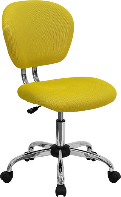 Mid-Back Yellow Mesh Task Chair with Chrome Base , #FF-0114-14