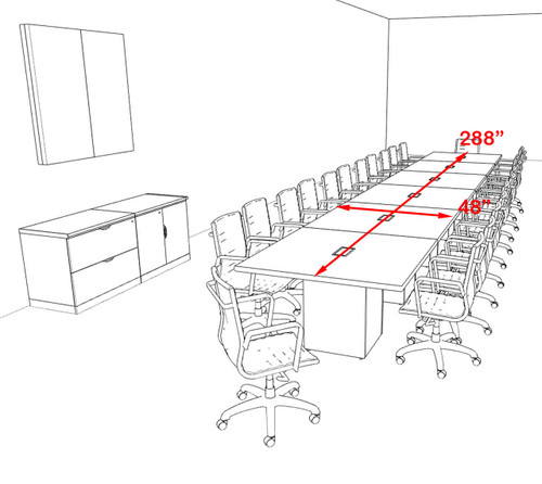 Modern Rectangular Top Cube Leg 24' Feet Conference Table, #OF-CON-CS40