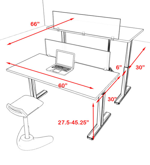 Two Persons Modern Power Height Adjustable Leg Divider Workstation, #OT-SUL-FPH3