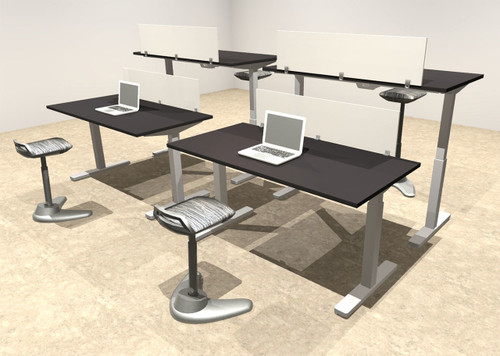 Four Persons Modern Power Height Adjustable Leg Divider Workstation, #OT-SUL-FPH8