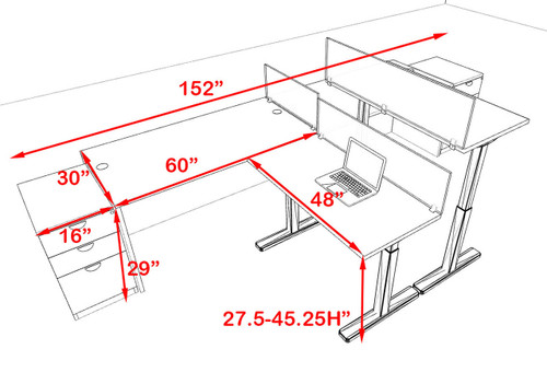 Two Persons Modern Power Height Adjustable Leg Divider Workstation, #OT-SUL-SPH13