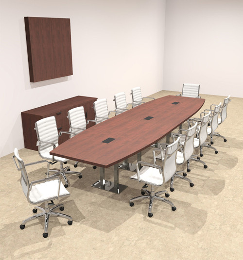 Modern Boat Shaped Steel Leg 14' Feet Conference Table, #OF-CON-CM35