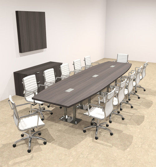 Modern Boat Shaped Steel Leg 14' Feet Conference Table, #OF-CON-CM38