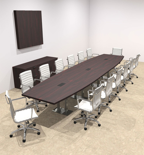 Modern Boat Shaped Steel Leg 16' Feet Conference Table, #OF-CON-CM44