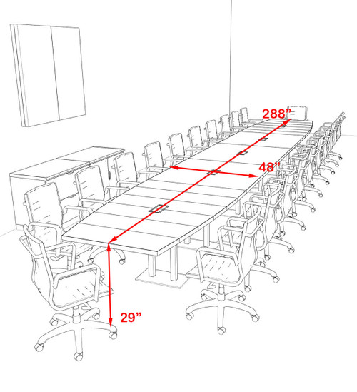 Modern Boat Shaped Steel Leg 24' Feet Conference Table, #OF-CON-CM75