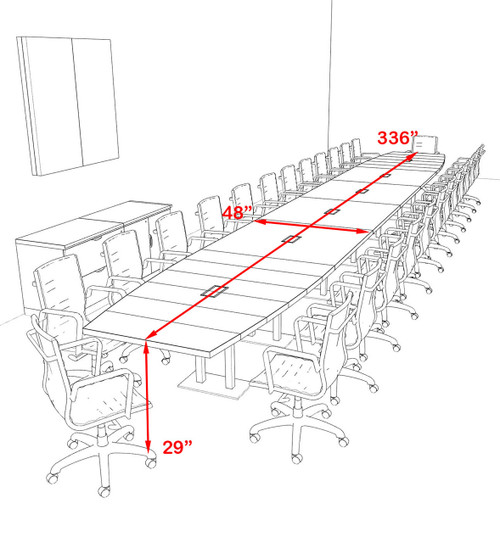Modern Boat Shaped Steel Leg 28' Feet Conference Table, #OF-CON-CM88