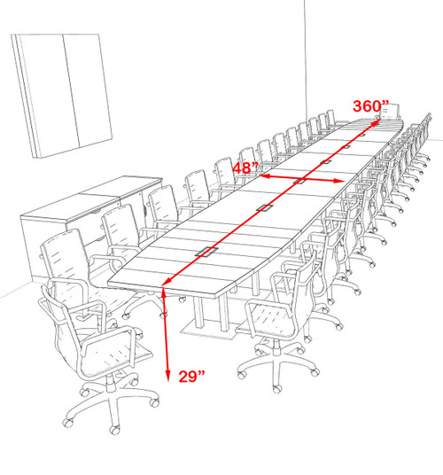 Modern Boat Shaped Steel Leg 30' Feet Conference Table, #OF-CON-CM95