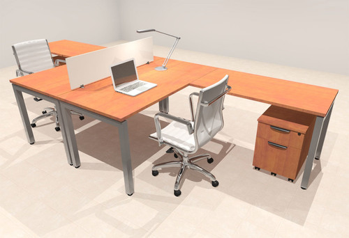 Two Person Modern Divider Office Workstation Desk Set, #OF-CON-FP11