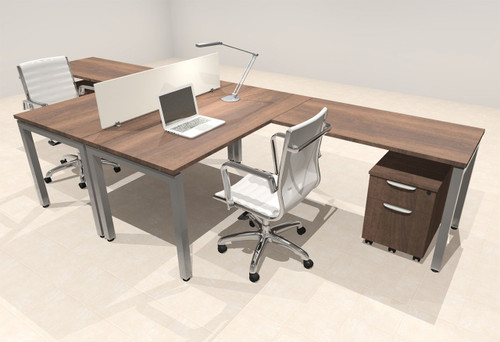 Two Person Modern Divider Office Workstation Desk Set, #OF-CON-FP12