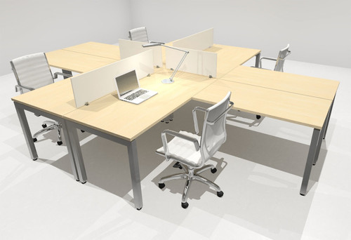 Four Person Modern Divider Office Workstation Desk Set, #OF-CON-FP18