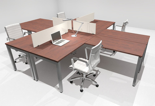 Four Person Modern Divider Office Workstation Desk Set, #OF-CON-FP21