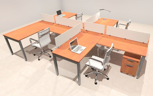 Four Person Modern Divider Office Workstation Desk Set, #OF-CON-SP35