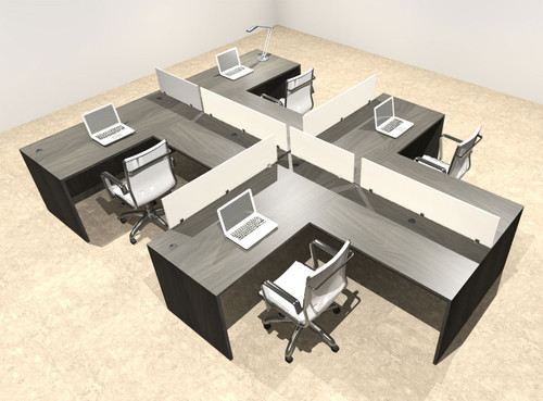 Four Person Modern Divider Office Workstation Desk Set, #OT-SUL-SP76
