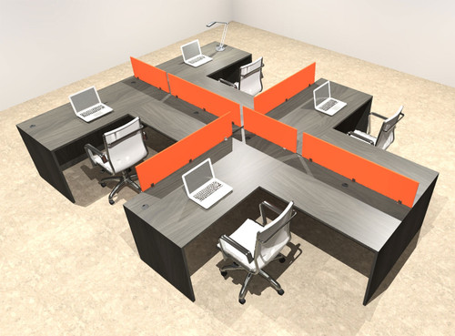 Four Person Modern Divider Office Workstation Desk Set, #OT-SUL-SPO76
