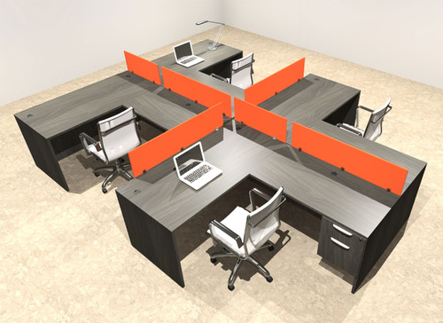 Four Person Modern Divider Office Workstation Desk Set, #OT-SUL-SPO79