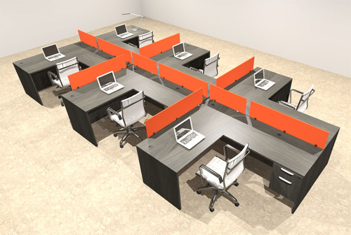 Six Person Modern Divider Office Workstation Desk Set, #OT-SUL-SPO80