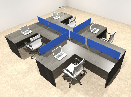 Four Person Modern Divider Office Workstation Desk Set, #OT-SUL-SPB76