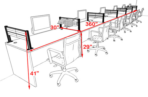 Six Person Modern Divider Office Workstation Desk Set, #OT-SUL-SPW69