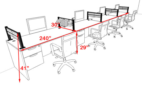 Four Person Modern Divider Office Workstation Desk Set, #OT-SUL-SPW72