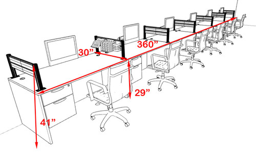 Six Person Modern Divider Office Workstation Desk Set, #OT-SUL-SPW74