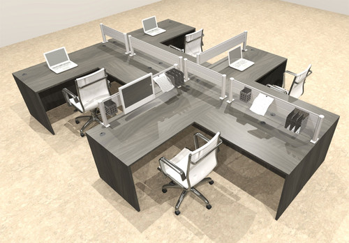 Four Person Modern Divider Office Workstation Desk Set, #OT-SUL-SPW76