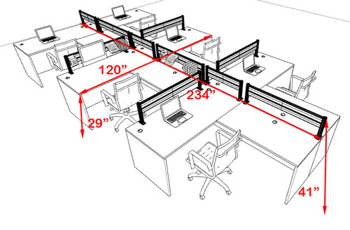 Six Person Modern Divider Office Workstation Desk Set, #OT-SUL-SPW77