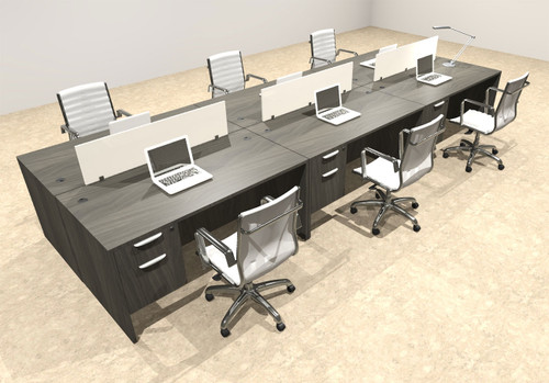 Six Person Modern Divider Office Workstation Desk Set, #OT-SUL-FP54