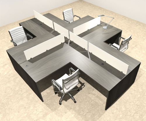 Four Person Modern Divider Office Workstation Desk Set, #OT-SUL-FP56
