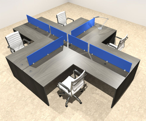 Four Person Modern Divider Office Workstation Desk Set, #OT-SUL-FPB56