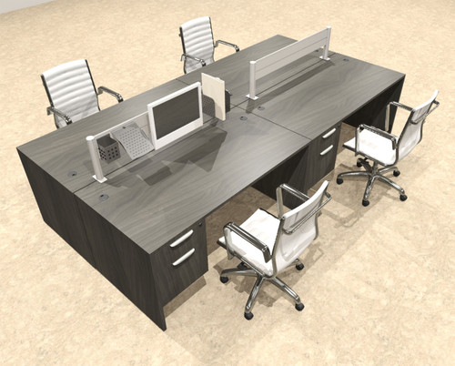 Four Person Modern Divider Office Workstation Desk Set, #OT-SUL-FPW53