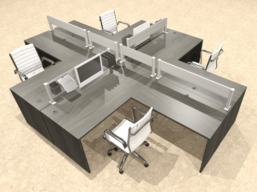 Four Person Modern Divider Office Workstation Desk Set, #OT-SUL-FPW56