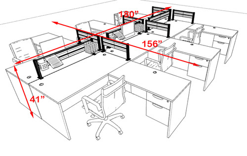 Six Person Modern Divider Office Workstation Desk Set, #OT-SUL-FPW60