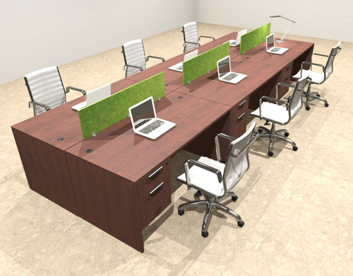 Six Person Modern Accoustic Divider Office Workstation Desk Set, #OT-SUL-FPRA22