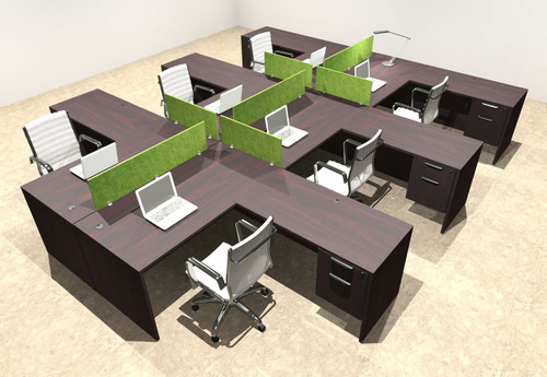 Six Person Modern Accoustic Divider Office Workstation Desk Set, #OT-SUL-FPRA47