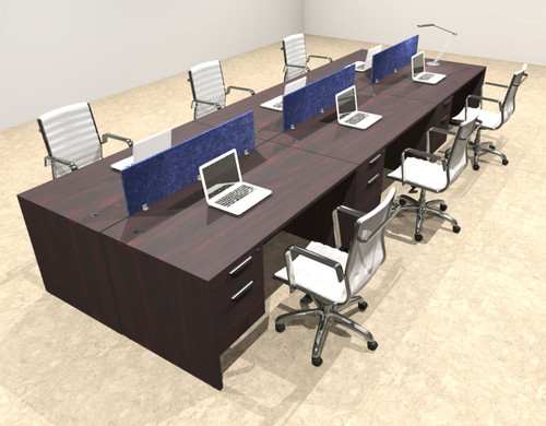 Six Person Modern Accoustic Divider Office Workstation Desk Set, #OT-SUL-FPRB23