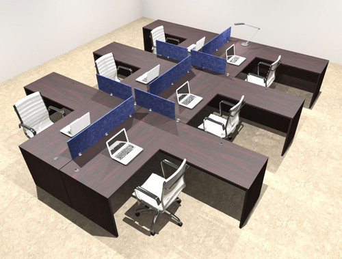 Six Person Modern Accoustic Divider Office Workstation Desk Set, #OT-SUL-FPRB35