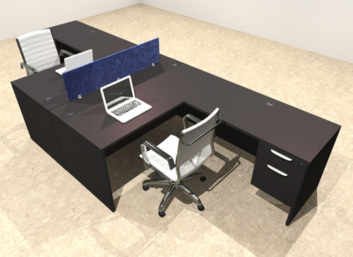 Two Person Modern Accoustic Divider Office Workstation Desk Set, #OT-SUL-FPRB40